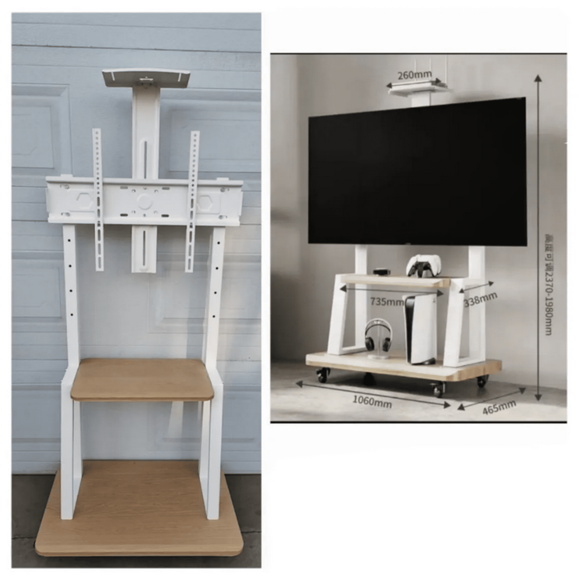 Todostore - Soporte Tv Movil Con Ruedas 32 A 70 Base Pedestal En Color Blanco