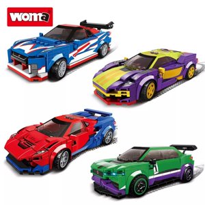 Juego De Bloques Armable Auto Carreras 2 Woma 263 Piezas Verde/Morado