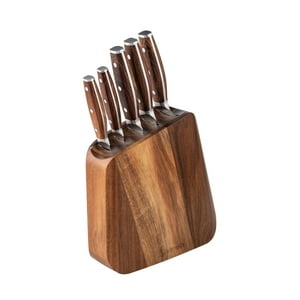 Set Cuchillos Holz 5 Pcs Acero Inoxidable + Taco Simplit Negro