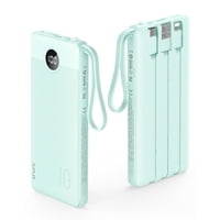 Banco De Energía Vrurc De 10000 Mah Con Cables Integrados, 5 Salidas Y 2 Entradas