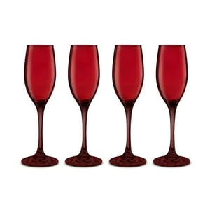Set 4 Copas Flute Champagne Rojas 180Ml Allegra