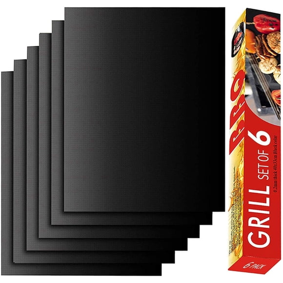 Set de 6 tapetes para parrilla Renook antiadherentes 40 x 33 cm, negros
