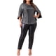 thumbnail image 2 of Agnes Orinda Conjuntos de Halloween para Mujeres Tallas Grandes Tops de Escuela Universitaria Brillantes Manga 3/4 con Abertura Cuello Redondo Destello Brillo Lentejuelas Blusa de Fiesta 2X Negro, 2 of 6