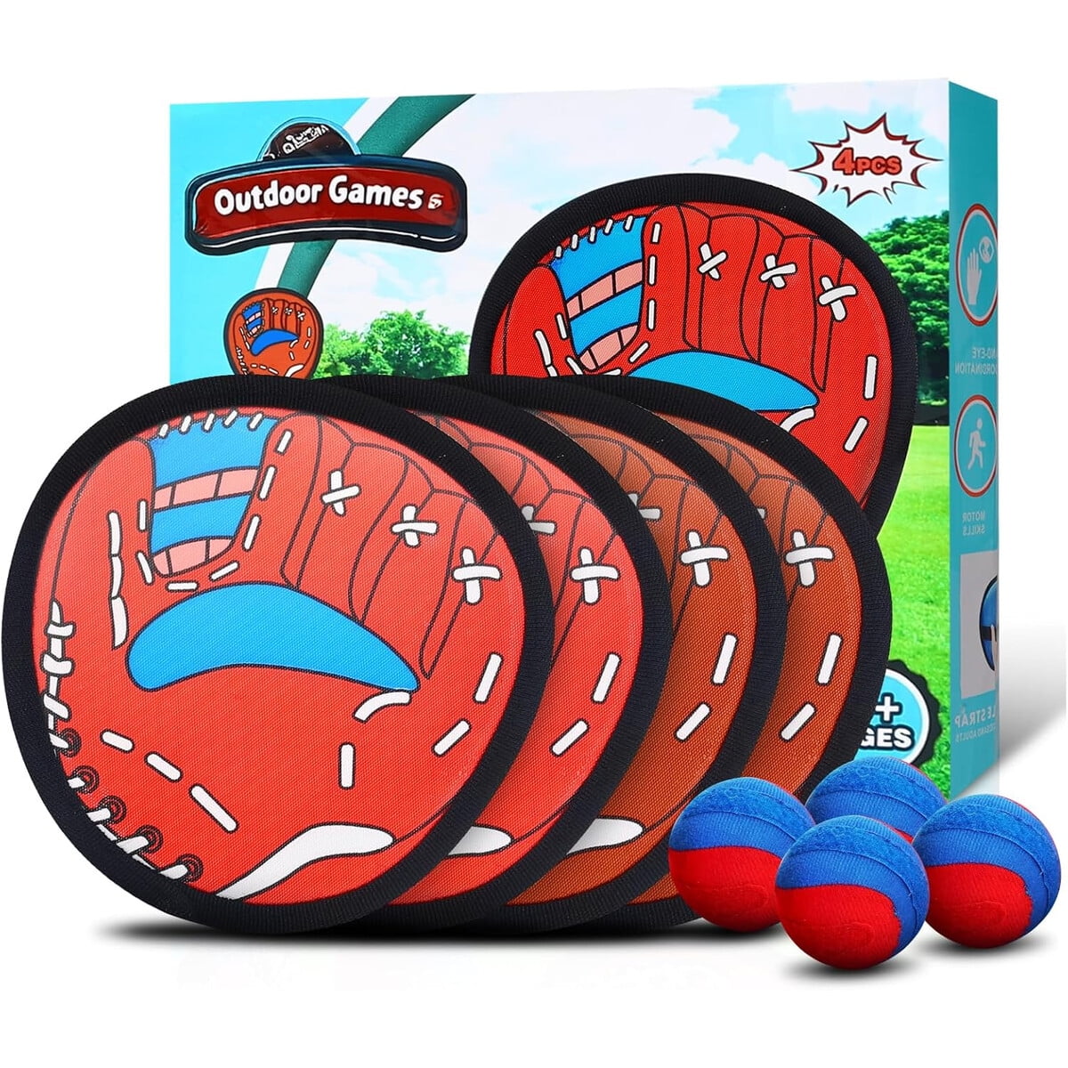 Juego Lanzar Y Atrapar Snfajohe 4 Paletas 4 Pelotas Exterior