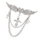 thumbnail image 4 of Clásico Traje Para Hombre Broches Cristal Alas De Ángel Borlas Broche Alfileres Plata, 4 of 5