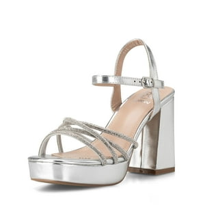 Sandalia Eco Cuero Taco Plateado Fiesta Mujer Weide You205