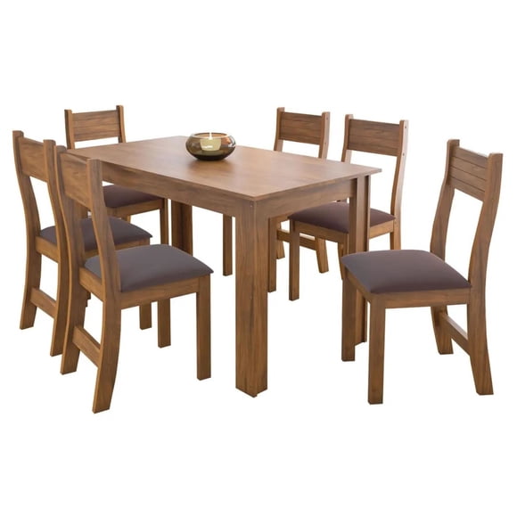 Juego Comedor Violeta 6 Sillas Mdp Miel - Café