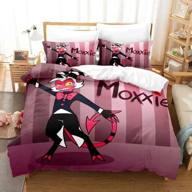 Hazbin Moxxie Hotel Bedding Set Duvet Cover Bed Set Quilt Cover Pillowcase Comforter Size Boys Adult Bed Sheets