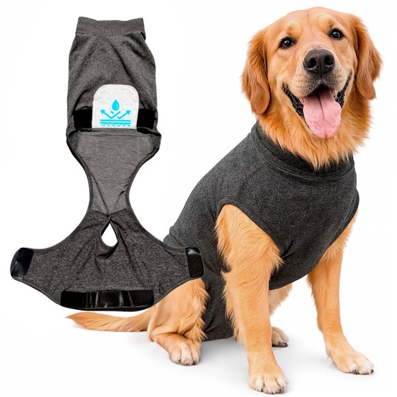 Traje de Recuperación Canino iLVYA Talla XX-Grande Gris con Almohadillas Lavables