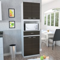 Tuhome - Mueble Para Microondas Bau 4 Puertas 1 Cajon Blanco Y Wengue
