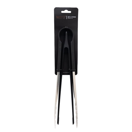 Set De Pinza Acero Inoxidable 2 Piezas Negro - Plateado Wayu