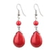 thumbnail image 3 of Temperamento Textura Turquesa Pendientes Nupcial Cuelga Gota Oreja Anillos Rojo, 3 of 3