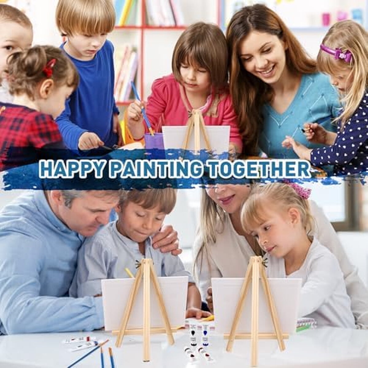 Set Pintura Acrílica Esrich 52 Piezas 24 Colores Caballete