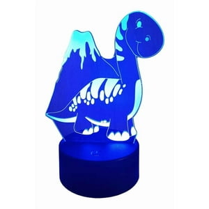 Lelumania - Lampara Ilusion 3D Dino Volcán De 7 Colores, Base Touch