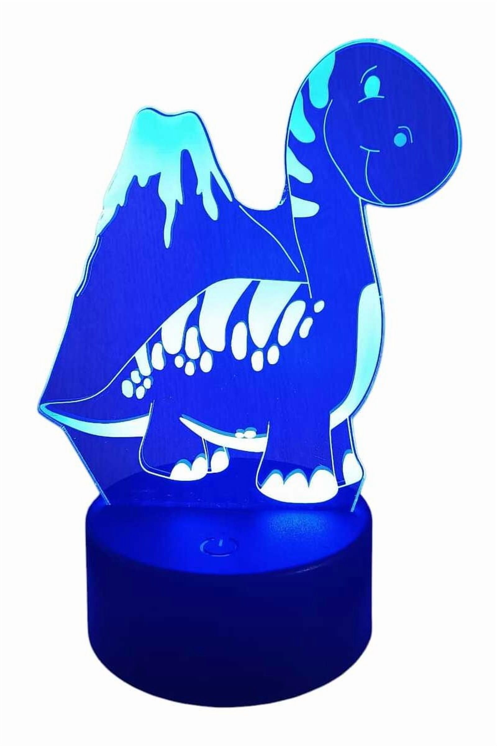 Lelumania - Lampara Ilusion 3D Dino Volcán De 7 Colores, Base Touch