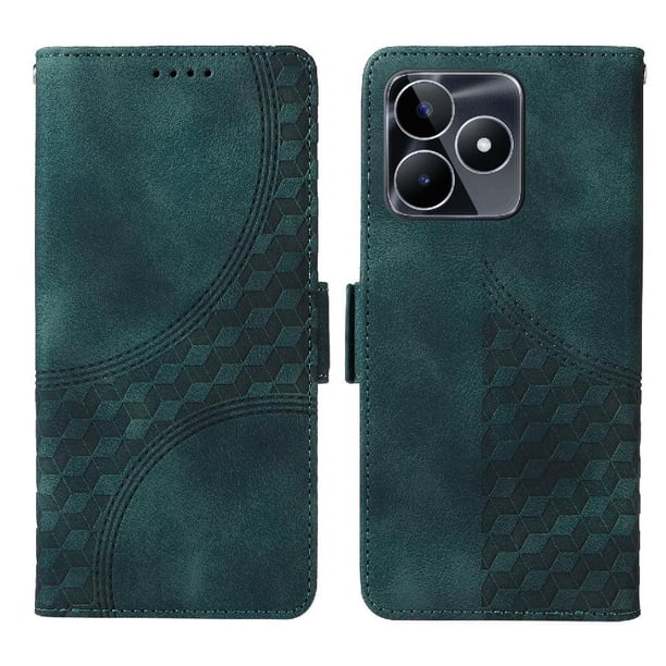 Carcasa FOXDOCK Realme C53 de cuero PU, diseño acolchado clásico, protección contra caídas y rayones