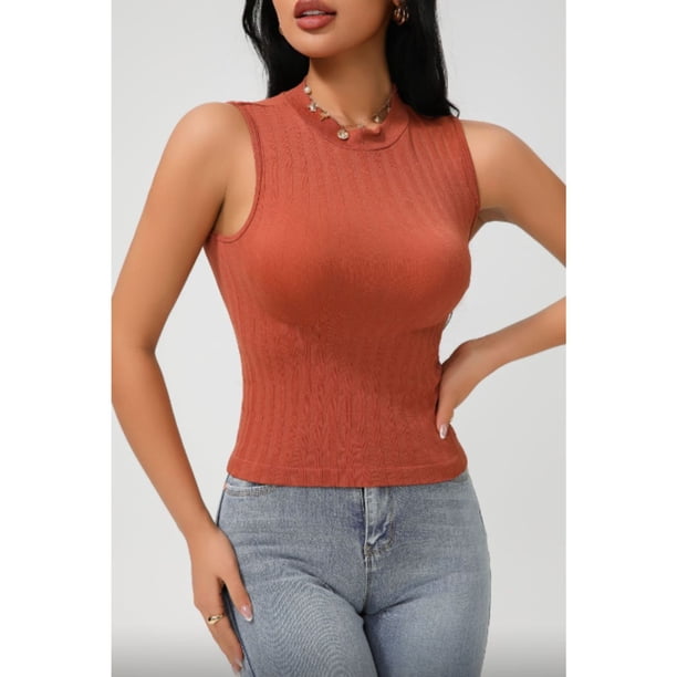 Polera Corta Mujer Top Sin Manga Full Elasticada Diseño 9013