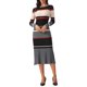 thumbnail image 1 of INSPIRE CHIC Vestido de Punto a Rayas para Mujer de Manga Larga Casual de Trabajo Ajustado L Caramelo Gris, 1 of 5