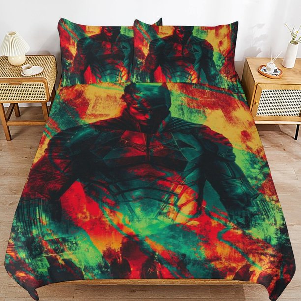 Batman Bedding Sets Ultra Soft Skin-Friendly Duvet Cover 3 Piece, Cute Comforter Cover Bed Set for Boys Girls Kids