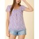 thumbnail image 5 of INSPIRE CHIC Blusa Floral de Mujer para el Día de San Valentín, Cuello Cuadrado Casual de Verano, Camisa de Chifón con Volantes y Manga Corta 2XL Púrpura, 5 of 7
