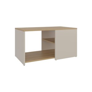 Fmfurniture - Mesa Centro 80X45X42,1 Cm Beige Y Café Claro