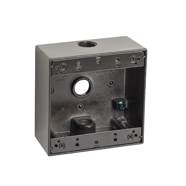 Caja para tomacorriente eléctrica Sealproof de 2 módulos, resistente a la intemperie, color bronce