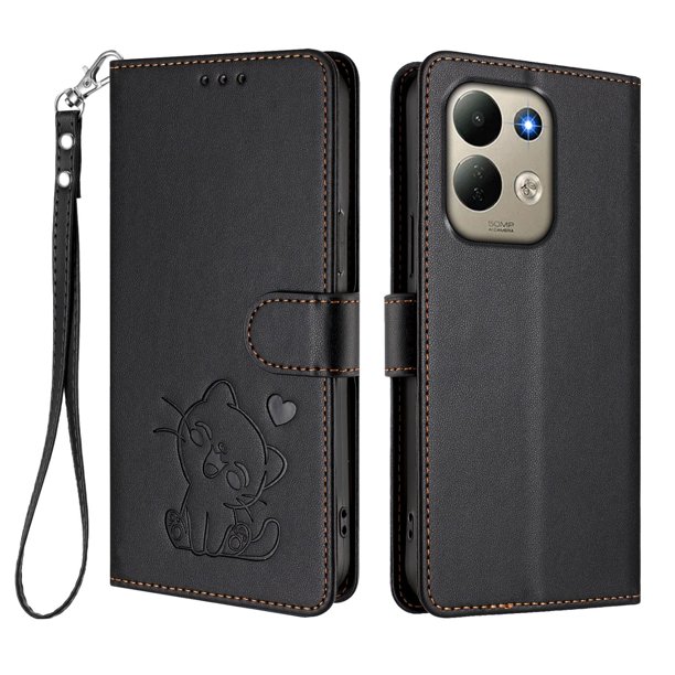 Xiaomi Redmi 17 4G/5G Funda Billetera con Estampado de Gato, Negro