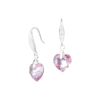 Joyas Montero - Aros Amor Plata Italiana 925 Y Cristal Genuino Light Rose