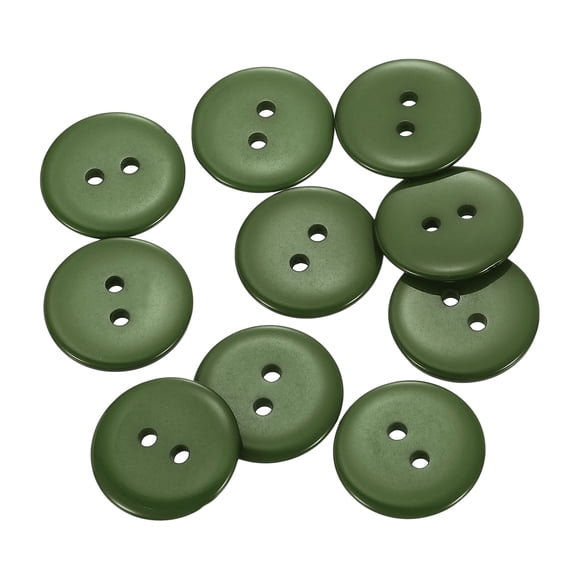 Uxcell 10Pcs Botón de Costura de Resina, 20mm 2 Agujeros Botones Redondos para Manualidades Verde Oscuro