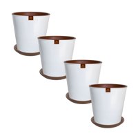 Pottery - Set De 4 Macetas Zaia 15 Cm Blanco Matte Y Sus Platos