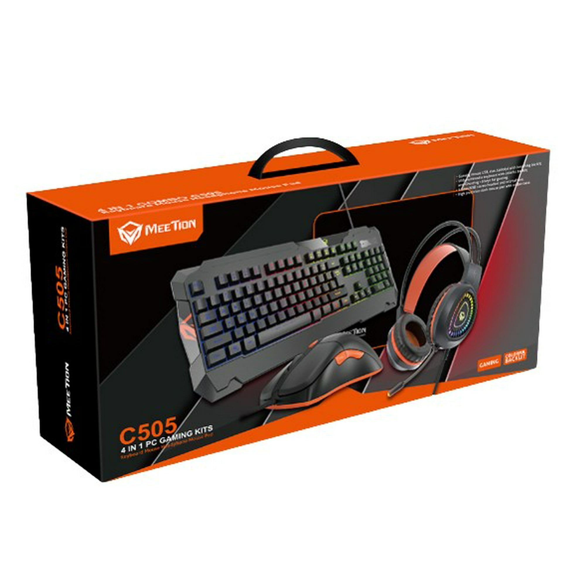 Meetion - Kits 4 En 1 C505 Teclado-mouse-audífono Y Mouse Pad