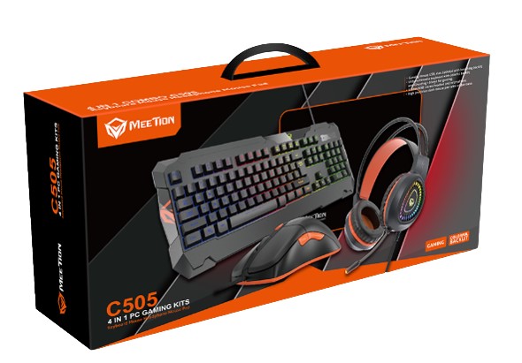 Meetion - Kits 4 En 1 C505 Teclado-Mouse-Audífono Y Mouse Pad