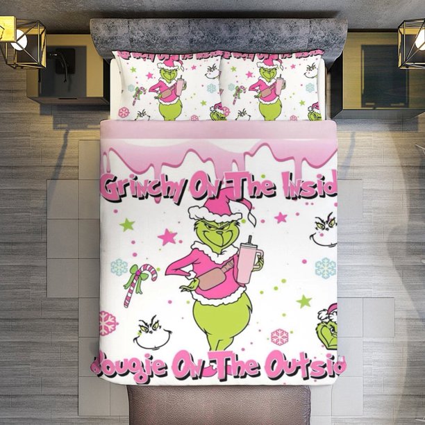 Grinchy Of The Liiside 3 Pieces Duvet Cover Set Full Size Super Soft Fade Resistant Microfiber