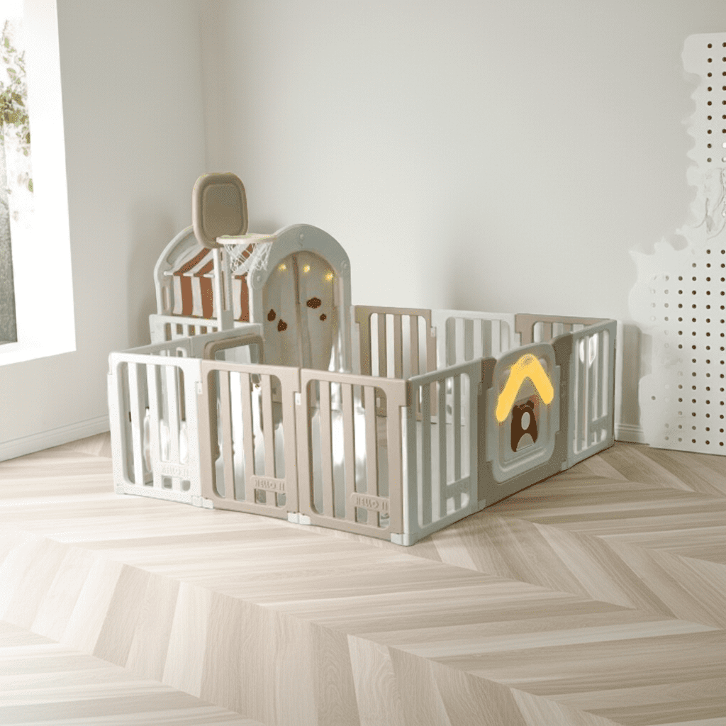 Igpro - Corral Infantil Plegable Mas Aro De Baloncesto Con Casita