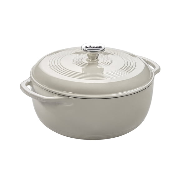 Dutch Oven Lodge de hierro fundido esmaltado de 6 cuartos de galón, color blanco ostra