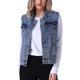thumbnail image 1 of INSPIRE CHIC Chalecos de Mezclilla para Mujer con Botones Lavados para Regreso a Clases Chalecos de Jean sin Mangas con Bolsillos Gris Azul S, 1 of 6