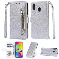 Funda Para Foxdock Elegante Funda Samsung Galaxy A30/A20 Glitter Con Cremallera-Ideal Para El Uso Diario