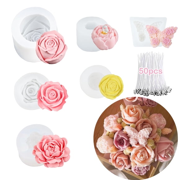 Set de moldes de silicona para hacer velas con flores Anlan-angel, 6 piezas