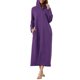 thumbnail image 2 of INSPIRE CHIC Bata con Capucha para Mujer con Cremallera, Manga Larga, Largo Completo, Sudadera, Camisón con Bolsillos, Vestido Suave para Estar en Casa, Talla M, Púrpura Oscuro, 2 of 6