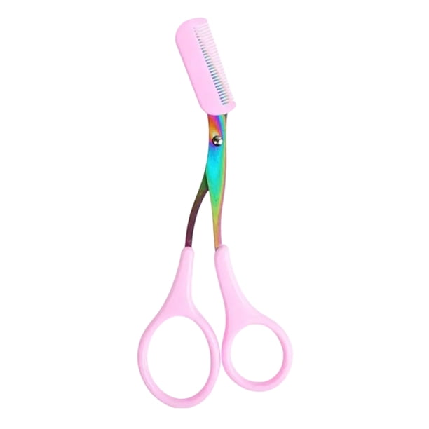 Tijeras de acero inoxidable de color para cejas con peine, tijeras para recortar cejas, herramienta de maquillaje para recortar cejas, peine