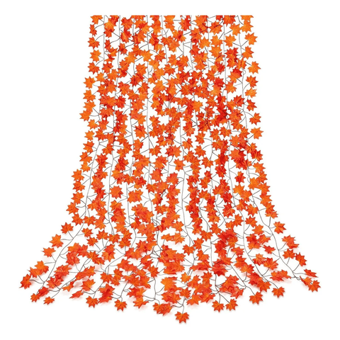 Genérico - Planta Enredadera Artificial 12 Tiras 2.1M Naranja