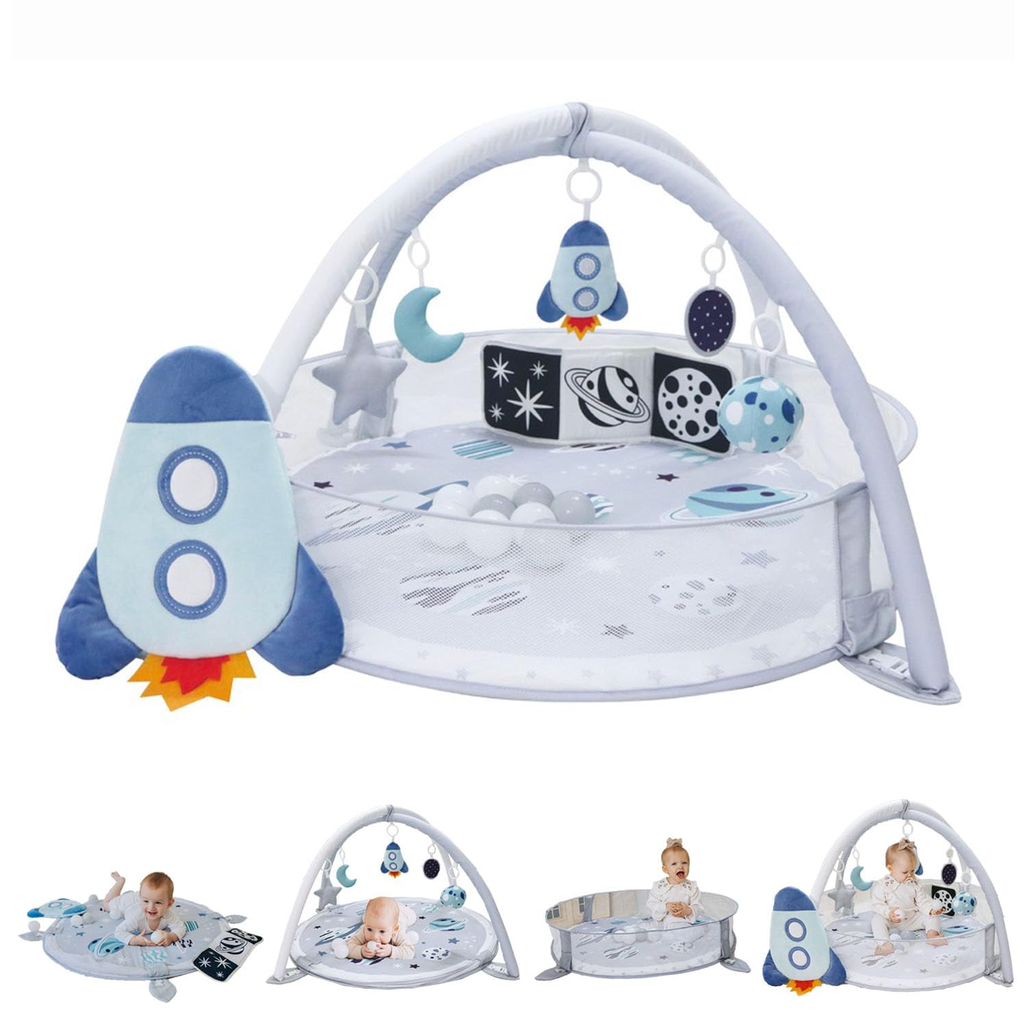 Play Mat & Play Gym Aila+aiden 6 En 1 Xl Para Bebé Space Grey