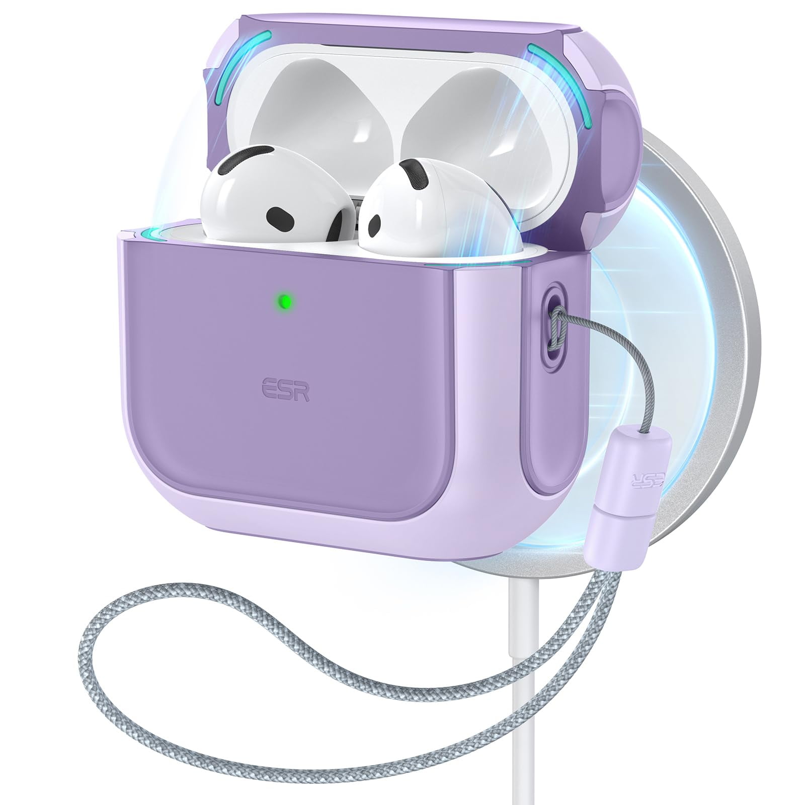 Funda Para Airpods 4 Esr Orbit Hybrid Drop Protection, Color Morado
