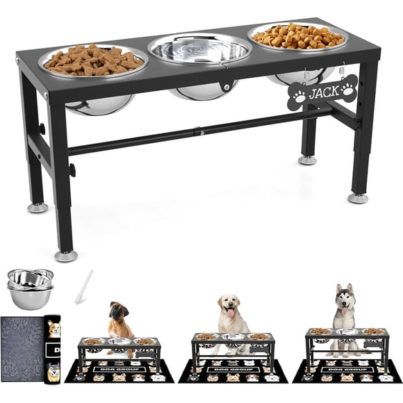 Comedero Elevado SHAINFUN 3 Platos 1700 ML para Perros Grandes