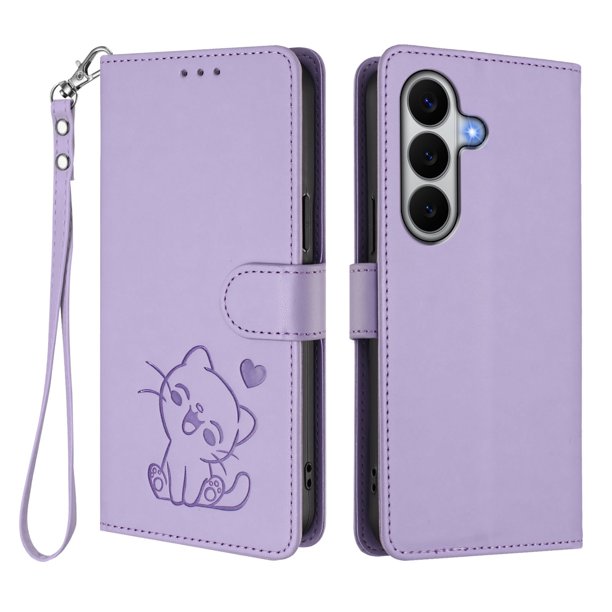 Funda de Gato tipo Libro para Samsung Galaxy A27 5G, Lila Claro