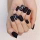 thumbnail image 3 of Uñas postizas cuadradas negras mate, cortas con brillo, cobertura total, con pegamento, 24 uñas postizas para mujeres y niñas., 3 of 7