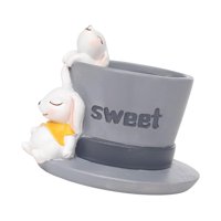 Magideal - Maceta Suculenta De Animales De Resina, Maceta Con Drenaje, Decoración De Mesa Pequeña, Macetas Para Escritorio, Patio, Sala De Estar, Balcón, Adornos , Dulce Conejo