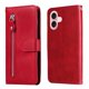 thumbnail image 1 of Funda tipo cartera para iPhone 16 con bolsillo con cremallera y ranuras para tarjetas – Función de soporte Rojo, 1 of 6