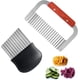 thumbnail image 1 of Cuchillo ondulado, cortador ondulado, cortador de papas fritas, cortador de waffles, hoja de acero inoxidable, mango de madera, cuchillo para picar ensalada de verduras, 2 piezas, 1 of 6