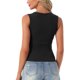 thumbnail image 3 of INSPIRE CHIC Camiseta sin mangas de algodón para mujer con cuello redondo ajustado y tirantes anchos S Negro, 3 of 6